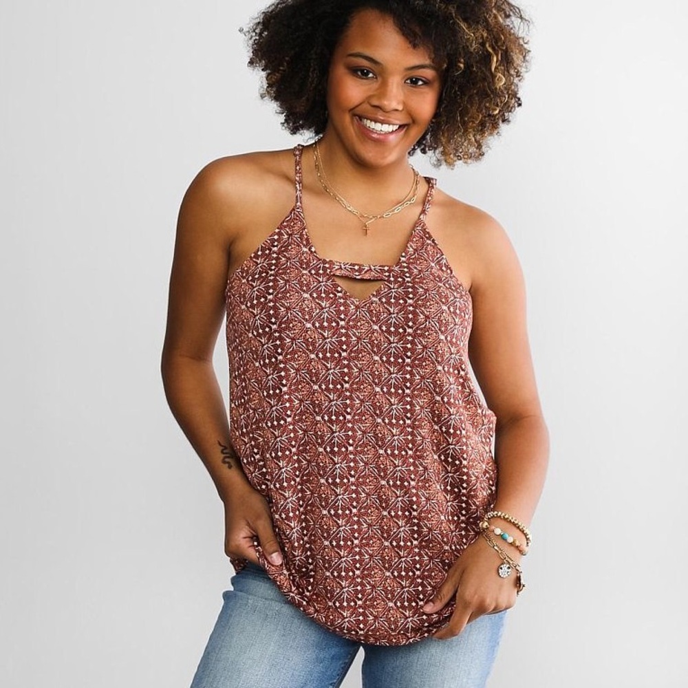 Daytrip Brown Patterned Tank Top